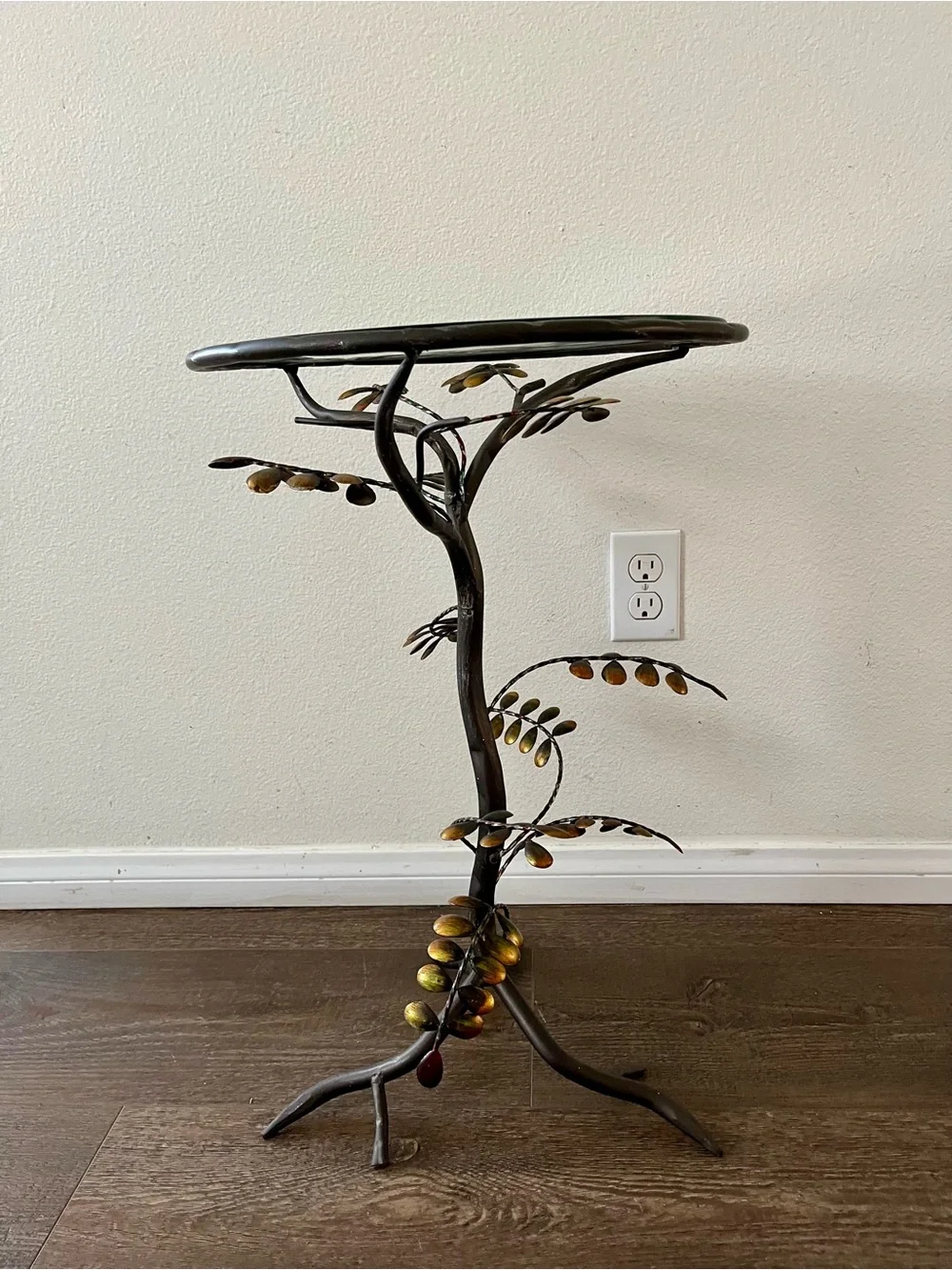 Pier 1 Brown and Gold Olive Branch Accent Table